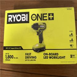 California NEW/Sealed Ryobi 18V 1/4 Impact Drive Kit, Includes (2) Batteries & Charger