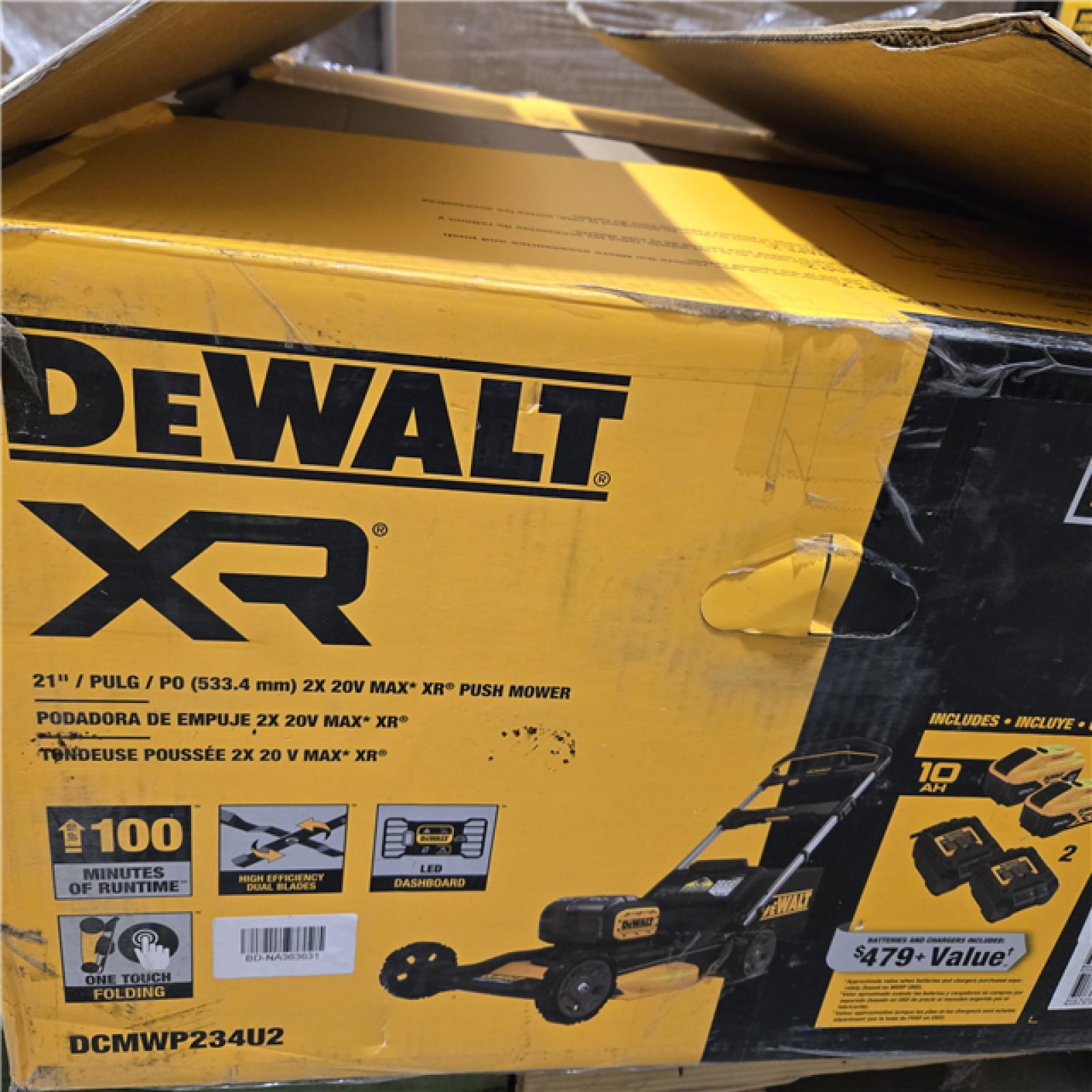 AS-IS DeWalt 2X20V MAX DCMWP234U2 21 in. 20 V Battery Lawn Mower Kit (Battery & Charger)