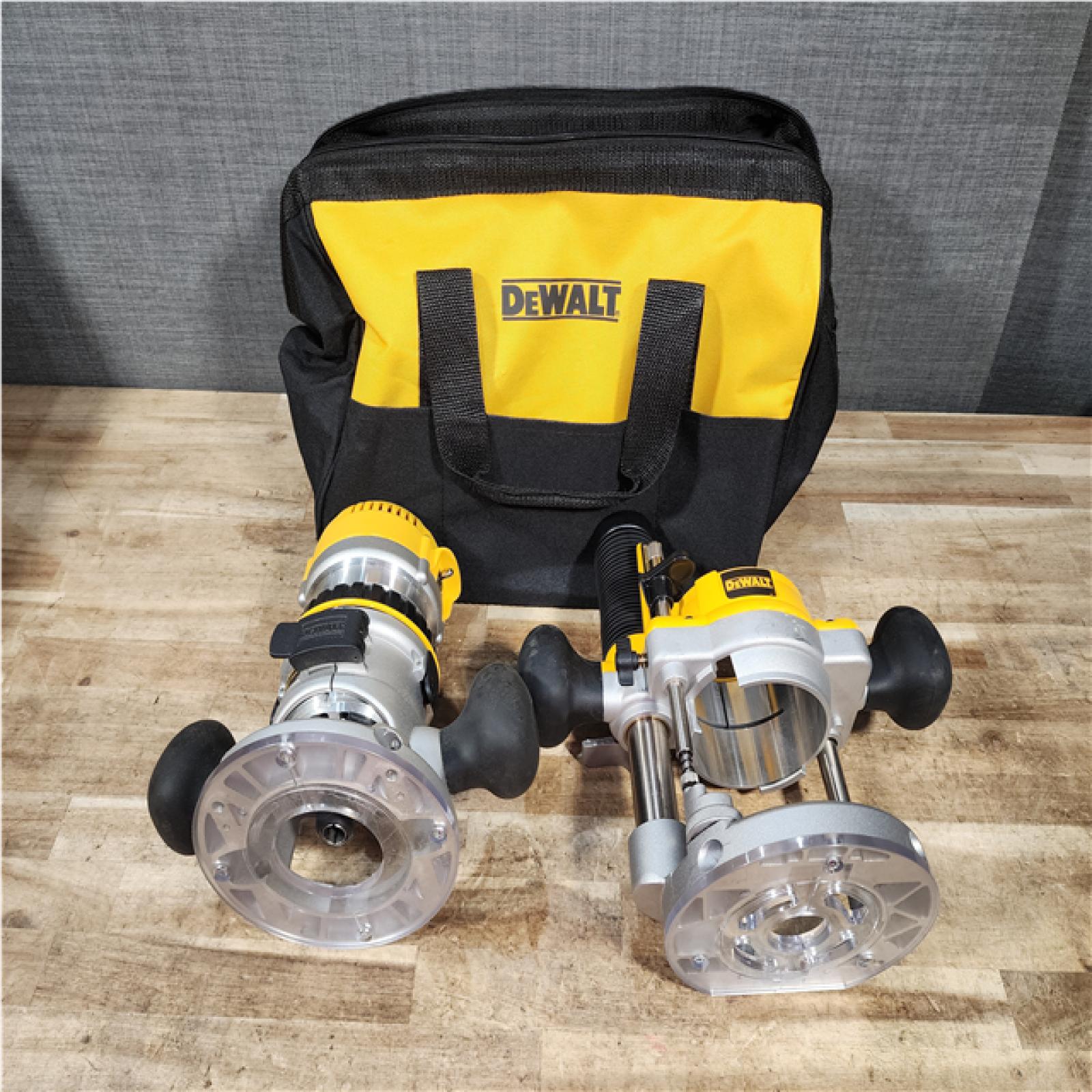 HOUSTON LOCATION - AS - IS DEWALT 12 Amp Corded 2-1/4 Horsepower Fixed and Plunge Base Router Kit