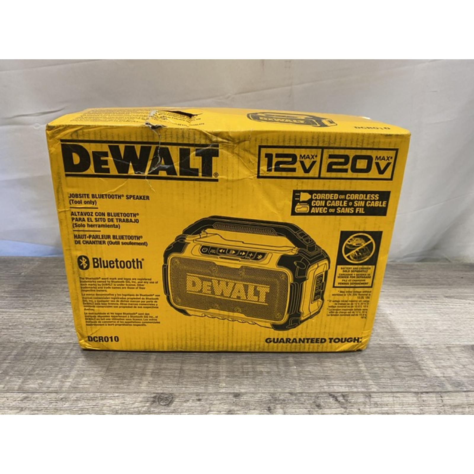 NEW - DEWALT 20V MAX Cordless Bluetooth Speaker (Tool Only)