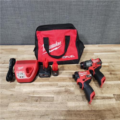 HOUSTON LOCATION - AS-IS Milwaukee FUEL 12-Volt Lithium-Ion Brushless Cordless Hammer Drill and Impact Driver Combo Kit