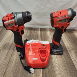 AS-IS- Milwaukee 12V Brushless Hammer Drill and Impact Driver Combo Kit