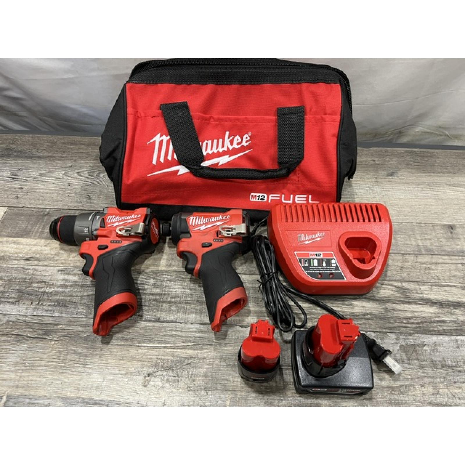 AS-IS Milwaukee FUEL 12-Volt Lithium-Ion Brushless Cordless Hammer Drill and Impact Driver Combo Kit