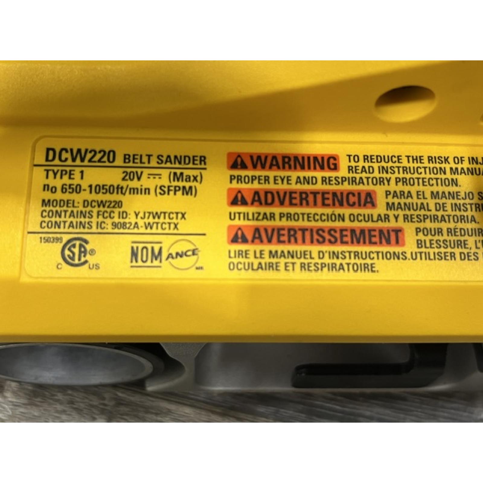 AS-IS DEWALT 20V MAX* XR Brushless Cordless Belt Sander (Tool-Only)