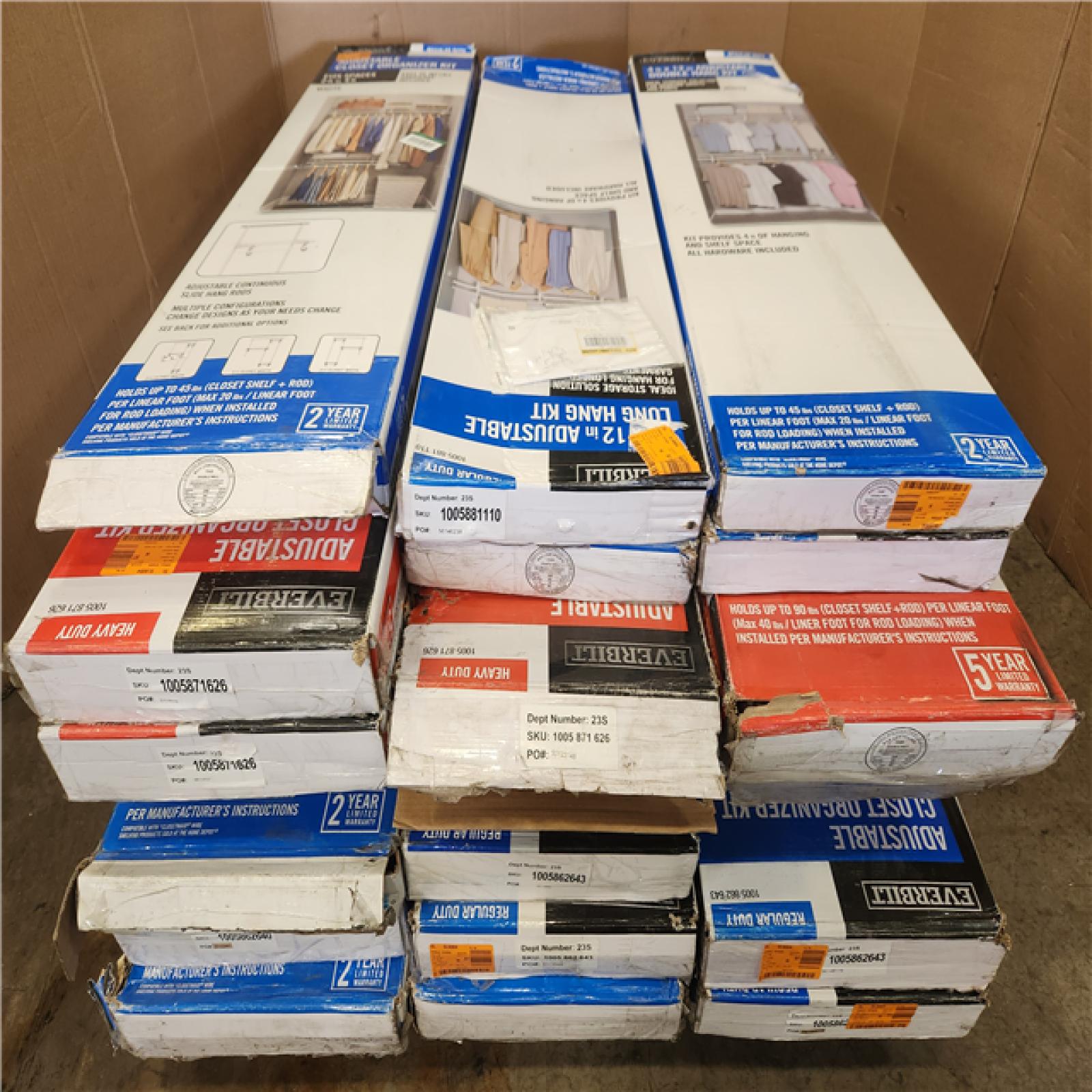 Phoenix LIKE NEW MIXED Everbilt Regular Duty Adjustable Double Hang Kit pallet of 21 RV: $1,680