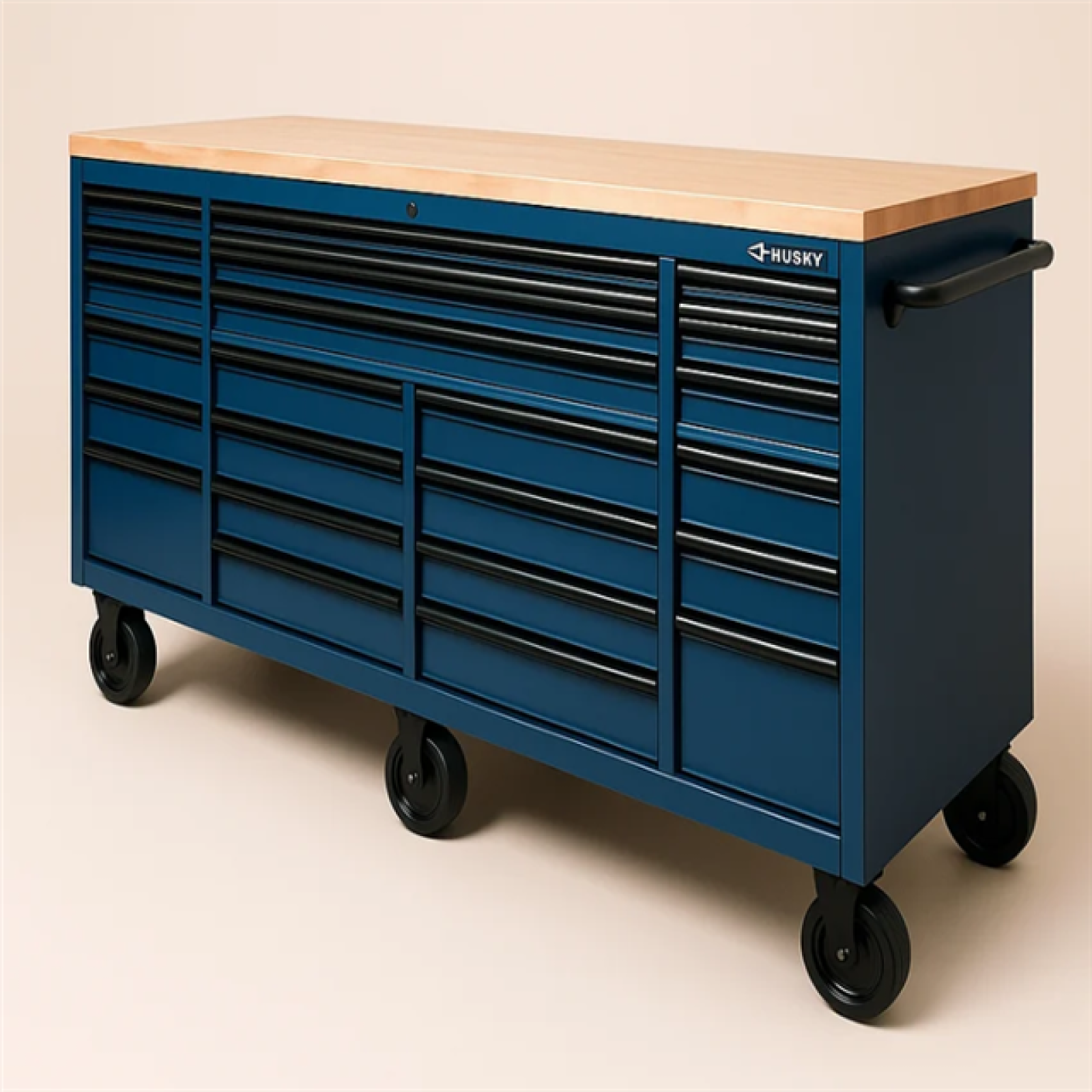 DALLAS LOCATION- AS-IS Husky Heavy Duty 84-inch 22 DRAWER Matte Blue Mobile Workbench Cabinet