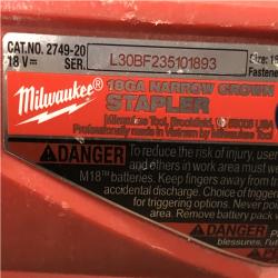 AS-IS Milwaukee FUEL 18-Volt Lithium-Ion Brushless Cordless 18-Gauge 1/4 in. Narrow Crown Stapler (Tool-Only)