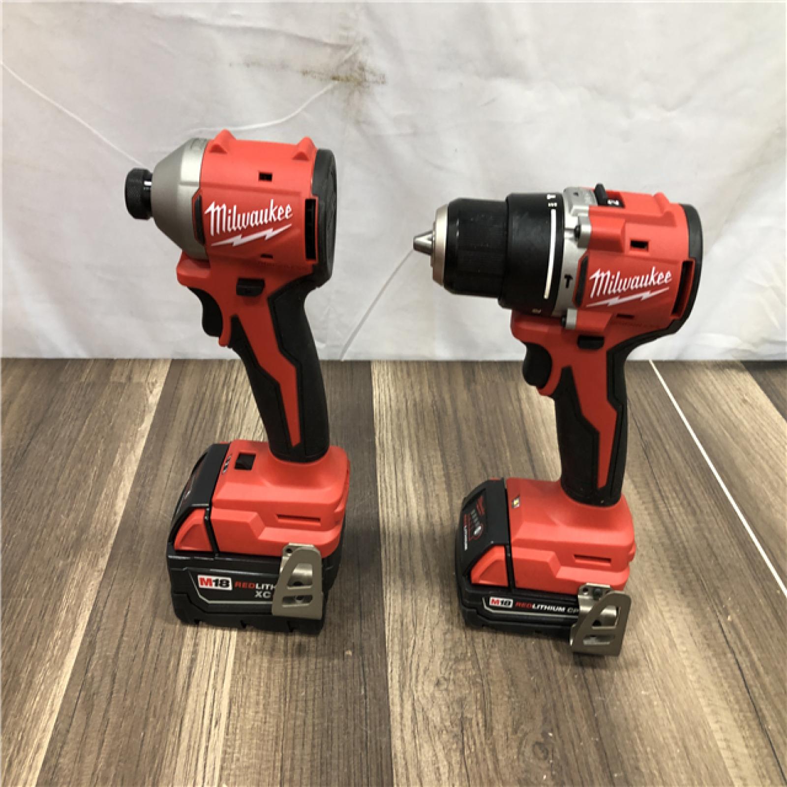AS-IS Milwaukee 18-Volt Lithium-Ion Brushless Cordless Compact Hammer Drill/Impact Combo Kit