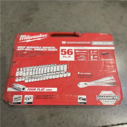 NEW! -Milwaukee 3/8 in. Drive SAE/Metric Ratchet and Socket Mechanics Tool Set (56-Piece)