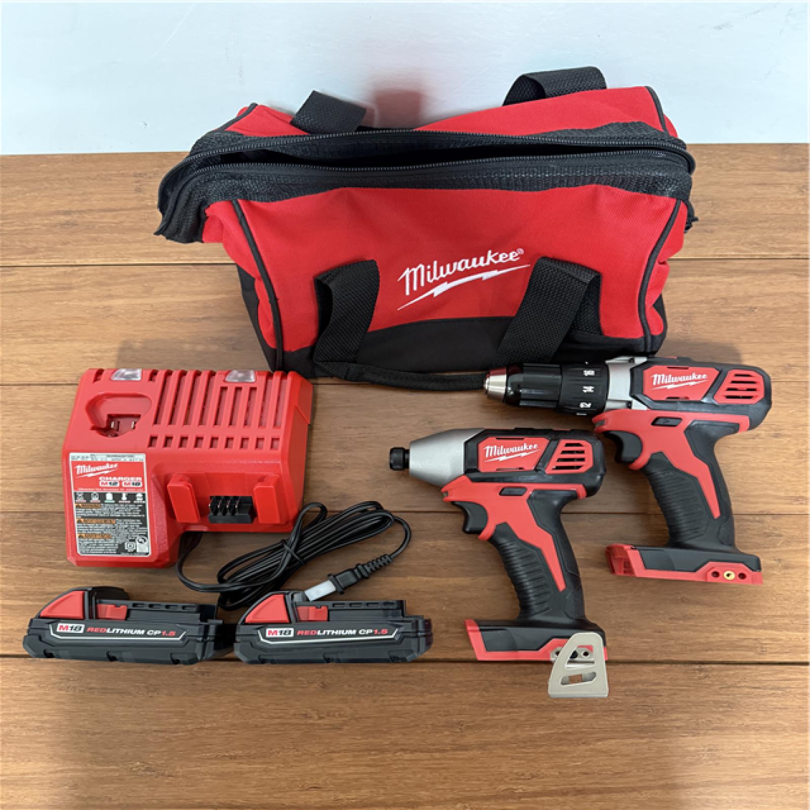CALIFORNIA NEW Millwaukee 2-Tool Combo Kit, includes (2) 1.5 AH Batteries, Charger & Tool Bag