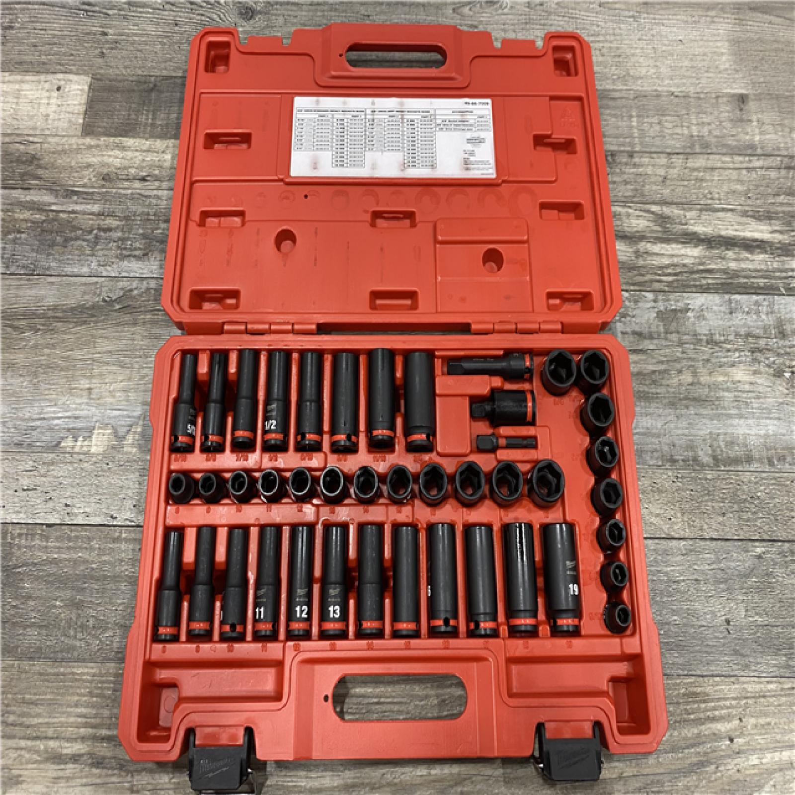 AS-IS Milwaukee SHOCKWAVE 3/8 in. Drive SAE and Metric 6 Point Impact Socket Set (43-Piece)