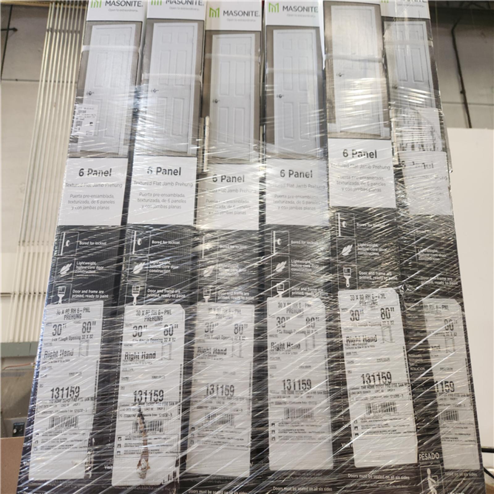 Phoenix NEW Masonite 30 in. x 80 in. 6-Panel Right-Hand Prehung Door Pallet of 6