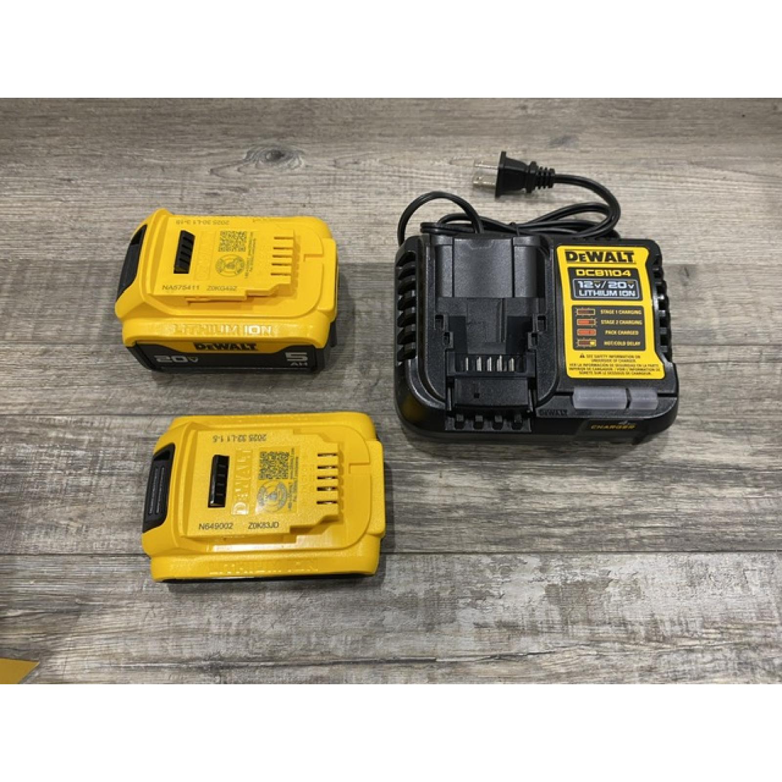 LIKE NEW - DEWALT 20V MAX Lithium-Ion Battery Kit with 5.0Ah and 2.0Ah Battery and Charger
