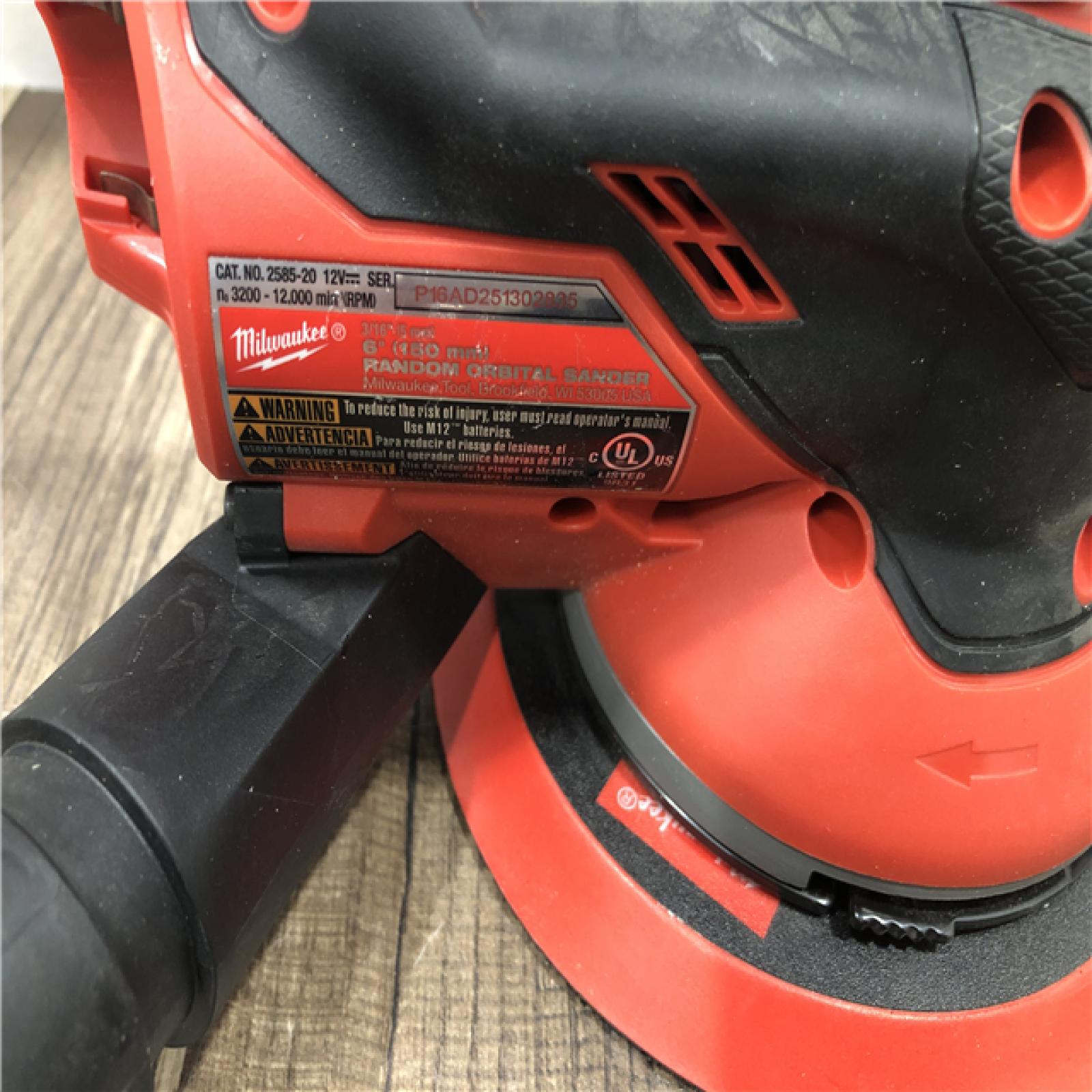 AS-IS Milwaukee FUEL 12V Lithium-Ion Brushless Cordless 6 in. Random Orbital Sander (3/16 in. Orbit) Tool-Only