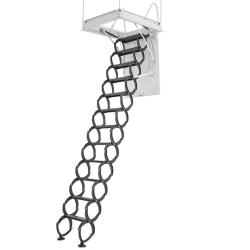 Phoenix NEW SKYSHALO 660LBS. Attic Ladder, Alloy Steel Pull-Down, Fits 9.5-10.2 ft. Ceiling, 39.4 x 27.5 in. Opening, Retractable with Rod