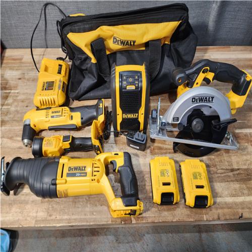 Houston Location AS-IS DEWALT Drill and Flashlight and Saw and Circular Saw and Speaker and Batteries QTY/2 with Charger