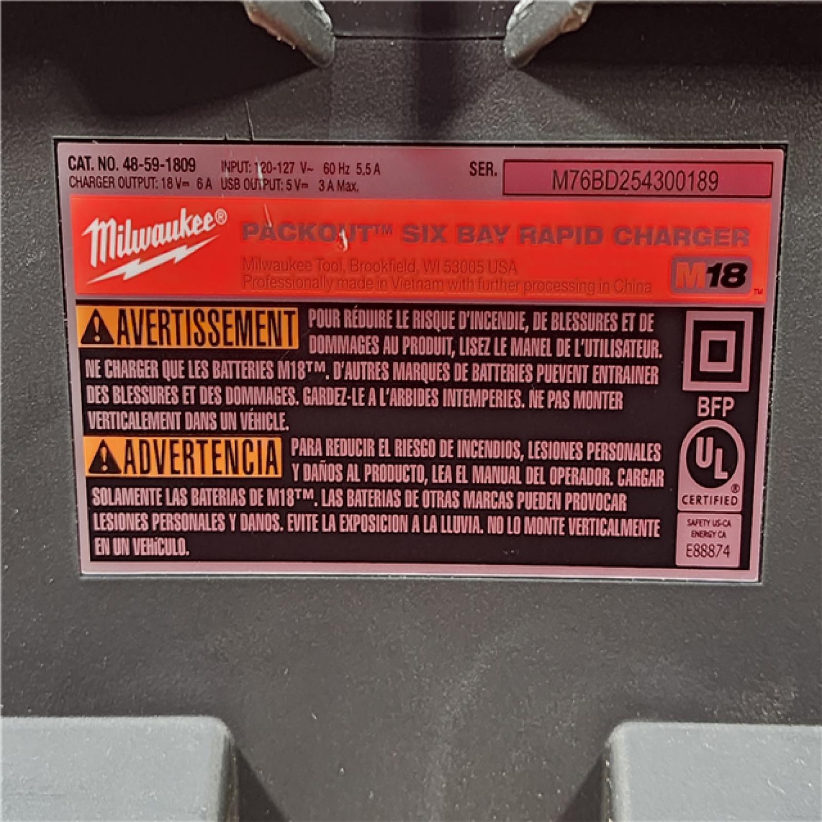 HOUSTON LOCATION - AS-IS Milwaukee M18 Packout Six Bay Rapid Charger