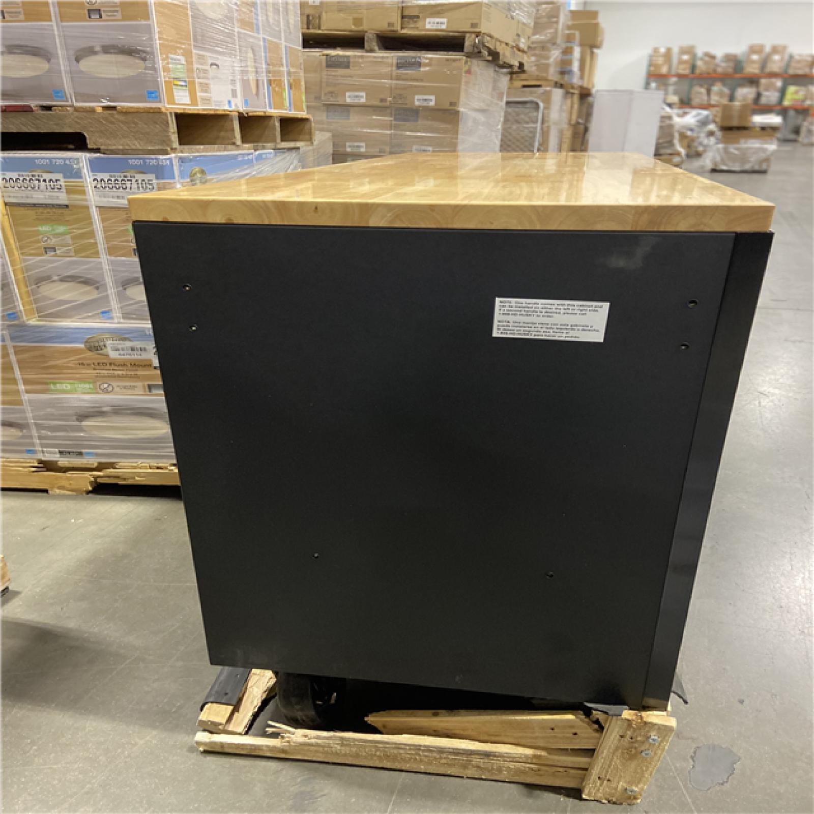 DALLAS LOCATION - Husky 61 in. W x 23 in. D Heavy Duty 15-Drawer Mobile Workbench Tool Chest with Solid Wood Top in Matte Black