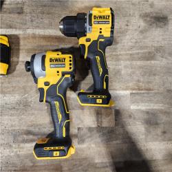 HOUSTON LOCATION - AS-IS Dewalt DCK225D2 20V MAX ATOMIC Brushless Compact Lithium-Ion 1/2 in. Cordless Drill Driver and 1/4 in. Impact Driver Combo Kit with 2 Batteries 2 Ah