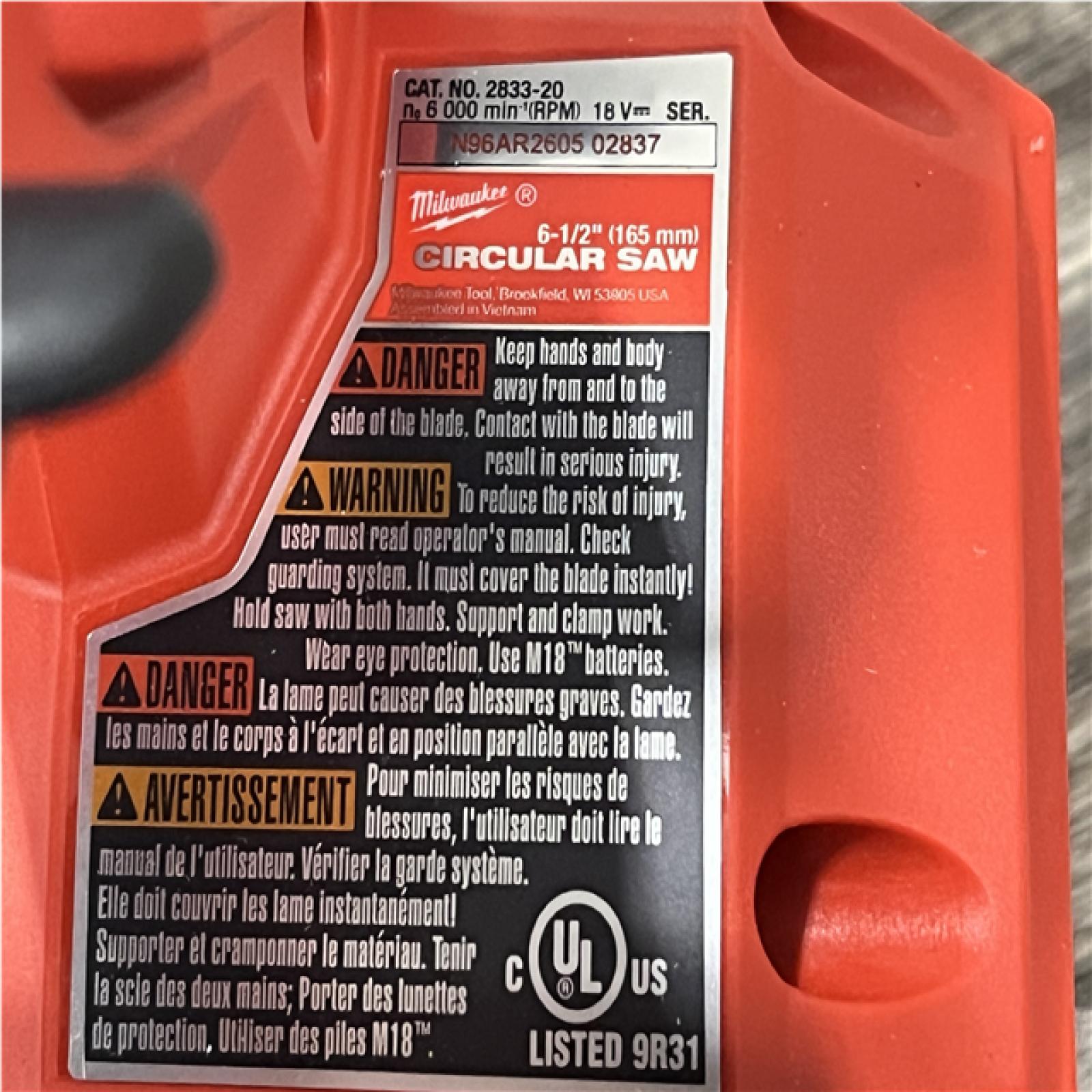 AS-IS Milwaukee FUEL 18V Lithium-Ion Brushless Cordless 6-1/2 in. Circular Saw (Tool-Only)