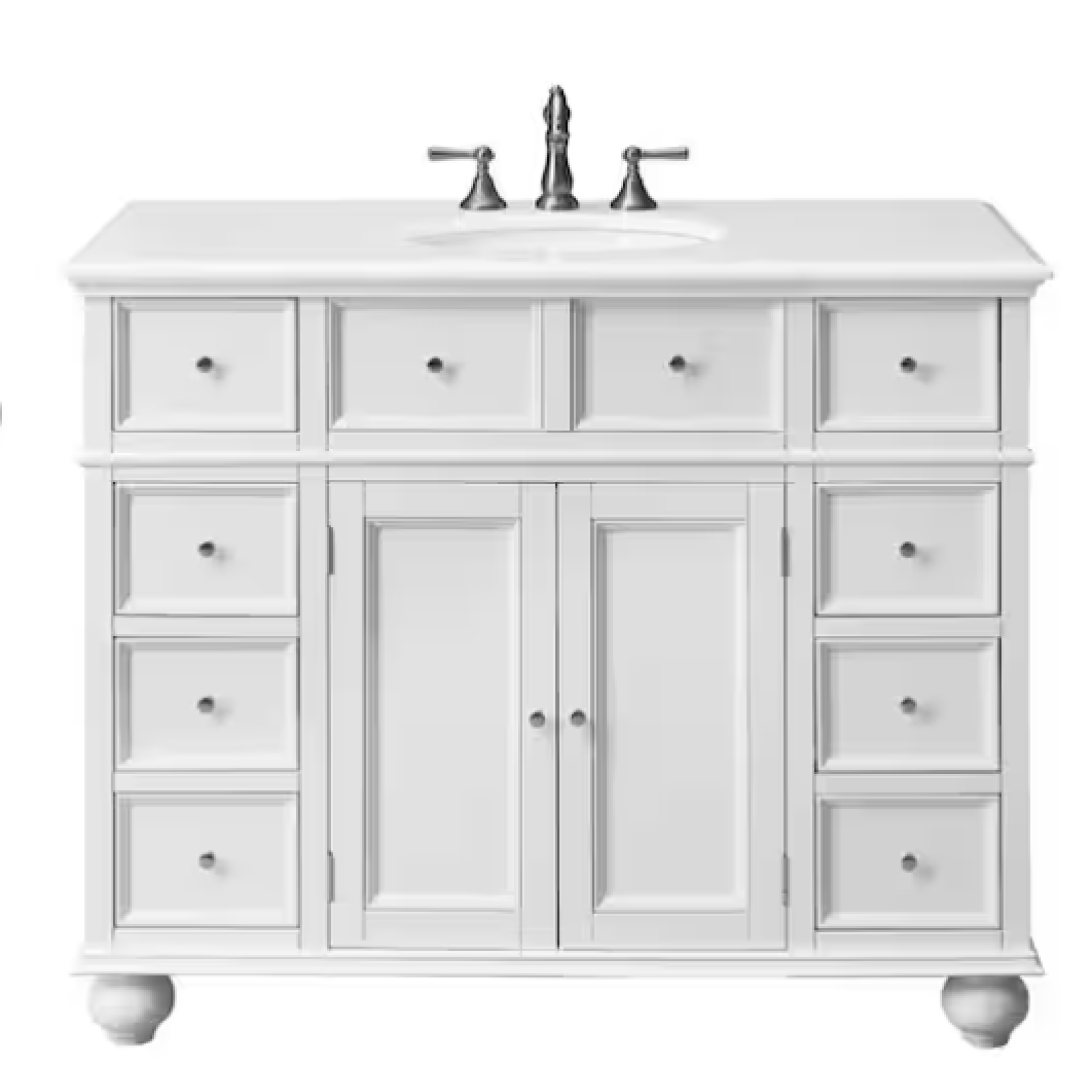 DALLAS LOCATION - AS-IS HAMPTON HARBOR 44 in. W x 22 in. D x 35 in. H Single Sink Freestanding Bath Vanity (WHITE & WHITE MARBLE TOP) (4 CASES)