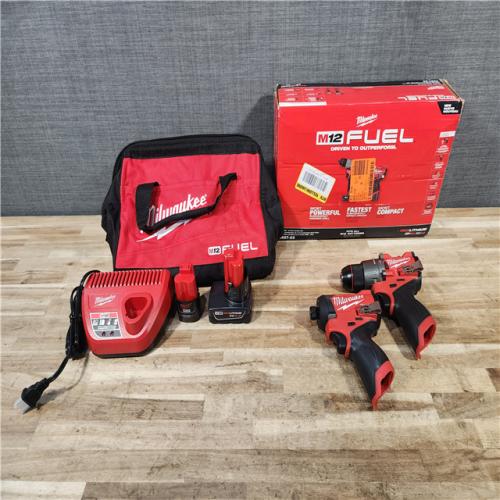 HOUSTON LOCATION - AS-IS Milwaukee FUEL 12-Volt Lithium-Ion Brushless Cordless Hammer Drill and Impact Driver Combo Kit