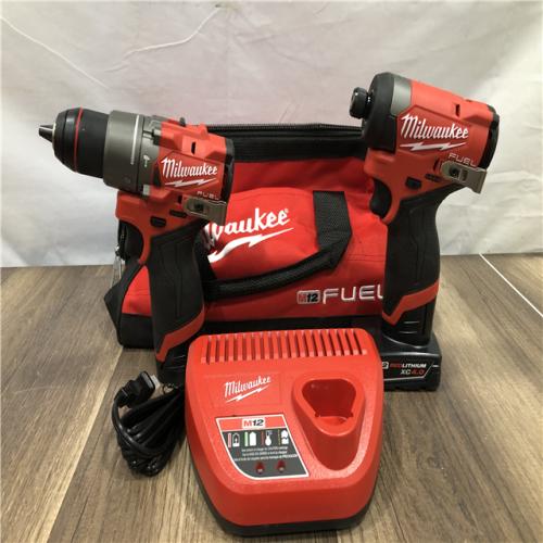 AS-IS Milwaukee FUEL 12-Volt Lithium-Ion Brushless Cordless Hammer Drill and Impact Driver Combo Kit
