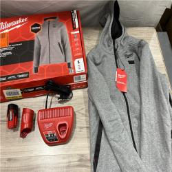AS-IS Women's Small M12 12-Volt Lithium-Ion Cordless Gray Heated Jacket Hoodie Kit