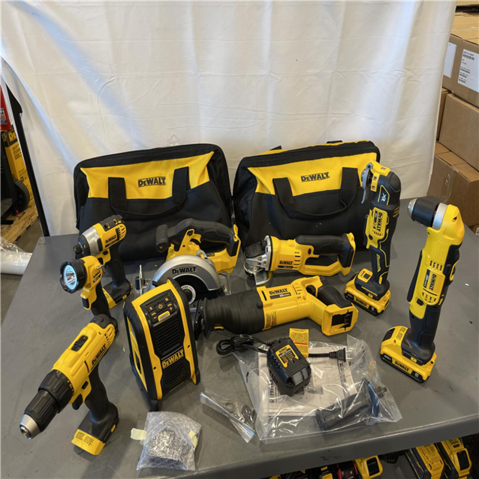 AS-IS - Dewalt 20V MAX 9-Tool Power-Tool Combo Kit W/ Soft Case Including 2 Batteries & Charger