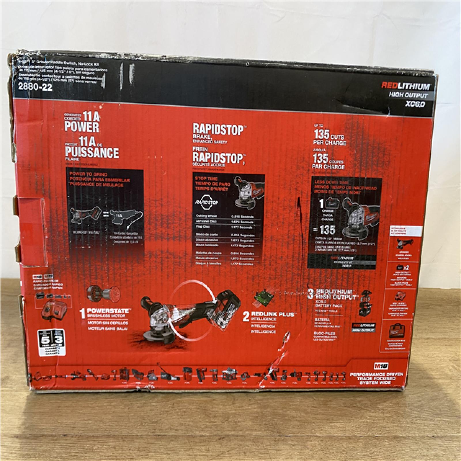 NEW! Milwaukee 2880-22 M18 4.5  - 5  Cordless No-Lock Grinder Paddle Switch Kit
