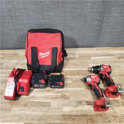 HOUSTON LOCATION - AS-IS Milwaukee 18-Volt Lithium-Ion Brushless Cordless Compact Hammer Drill/Impact Combo Kit