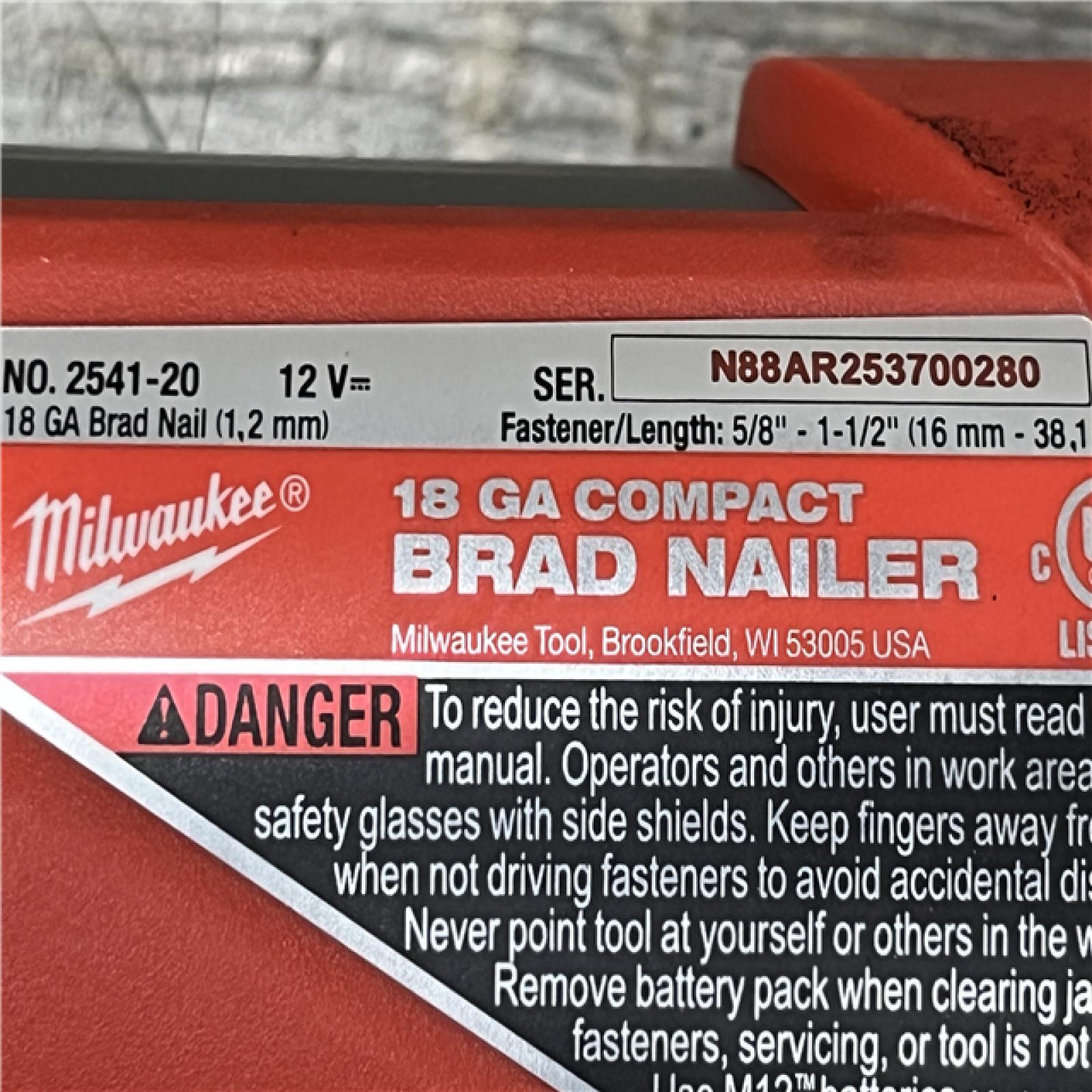 AS-IS Milwaukee FUEL 12-Volt Lithium-Ion Brushless Cordless 18-Gauge 1-1/2 in. Compact Brad Nailer (Tool Only)
