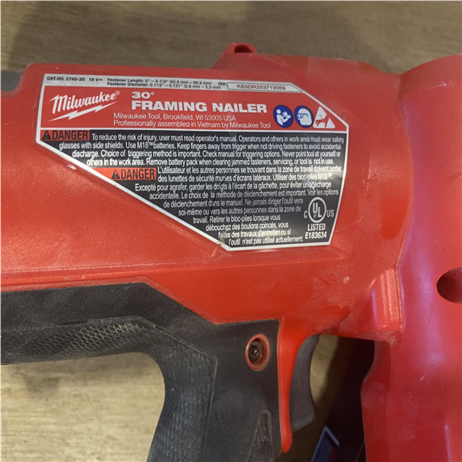AS-IS Milwaukee FUEL 3-1/2 in. 18-Volt 30-Degree Lithium-Ion Brushless Cordless Framing Nailer (Tool-Only)