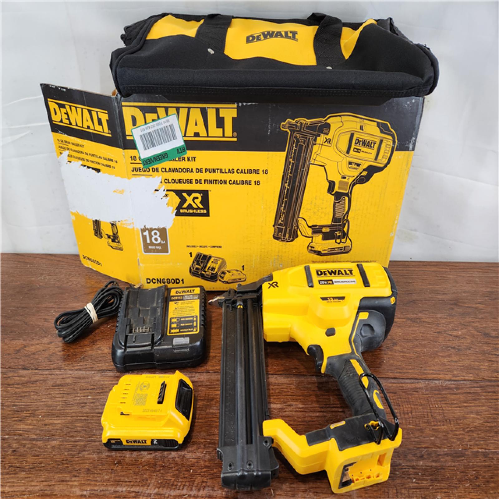 AS-IS DeWalt 20V MAX XR Brushless Cordless 18 Gauge Brad Nailer Kit