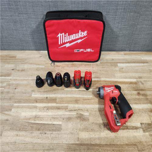 HOUSTON LOCATION - AS - IS Milwaukee  FUEL 12V Lithium-Ion Brushless Cordless 4-in-1 Installation 3/8 in. W/ (2) BATTERIES