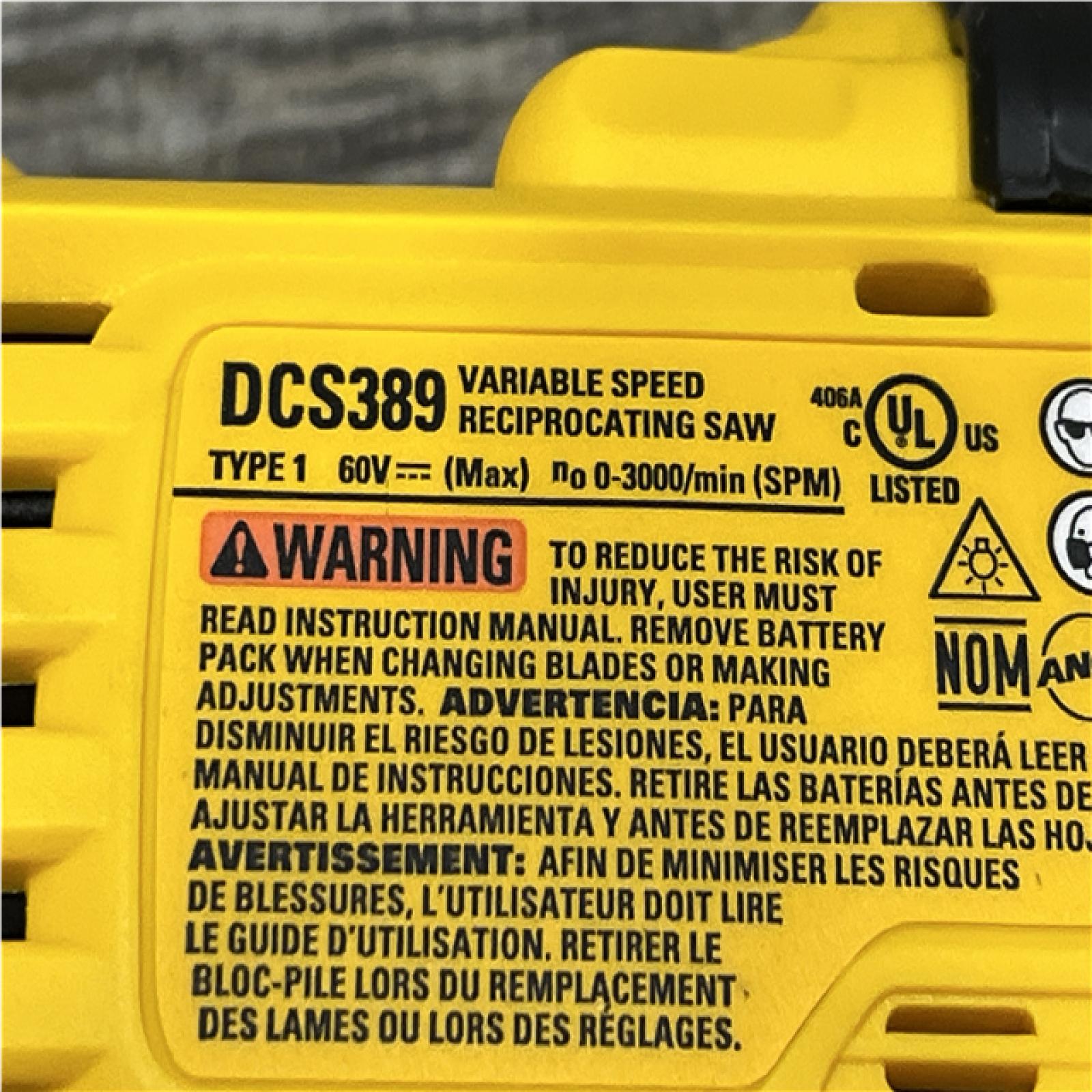 AS-IS DEWALT FLEXVOLT 60-Volt MAX Cordless Brushless Reciprocating Saw Kit