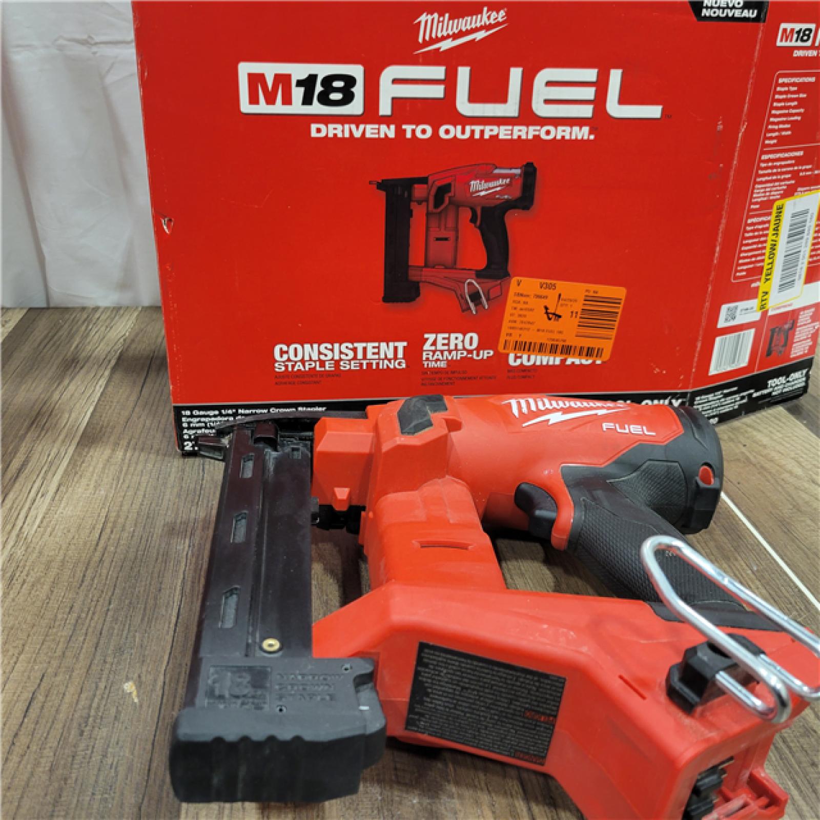 AS-IS   Milwaukee M18 FUEL 18-Volt Lithium-Ion Brushless Cordless 18-Gauge 1/4 in. Narrow Crown Stapler (Tool-Only)