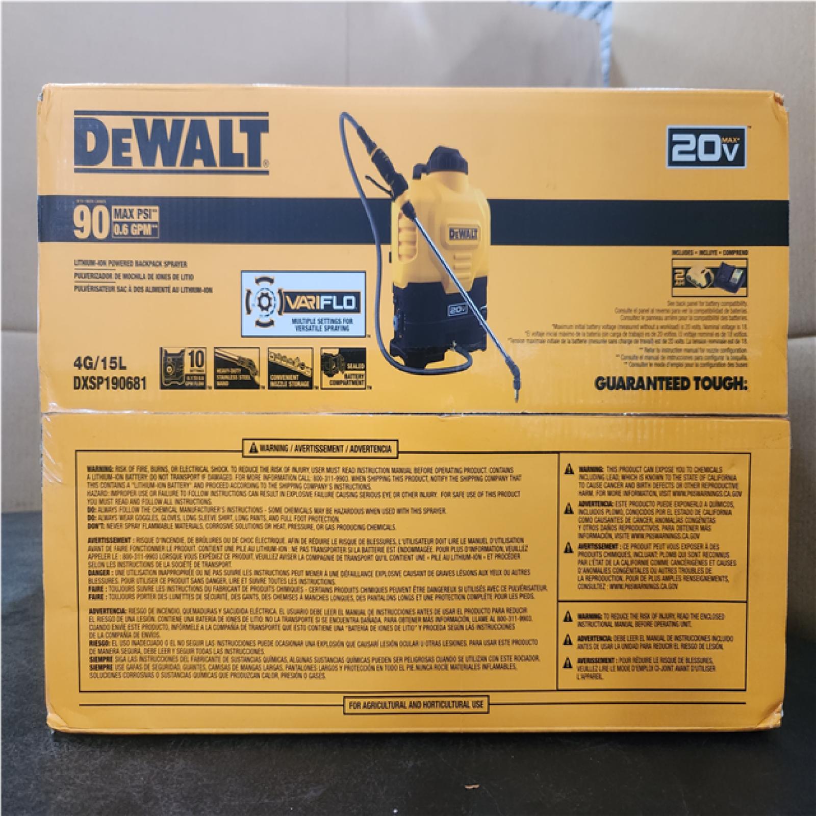 Phoenix NEW DEWALT Lithium-Ion Powered Battery Backpack Sprayer with 2Ah Battery and Charger (SEALED)