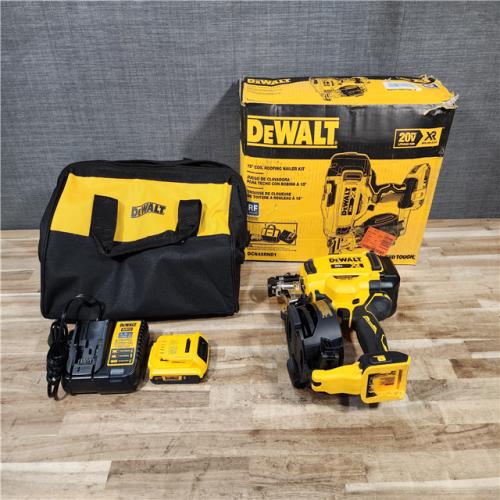 HOUSTON LOCATION - AS-IS DEWALT 20V MAX Lithium-Ion 15-Degree Electric Cordless Roofing Nailer Kit