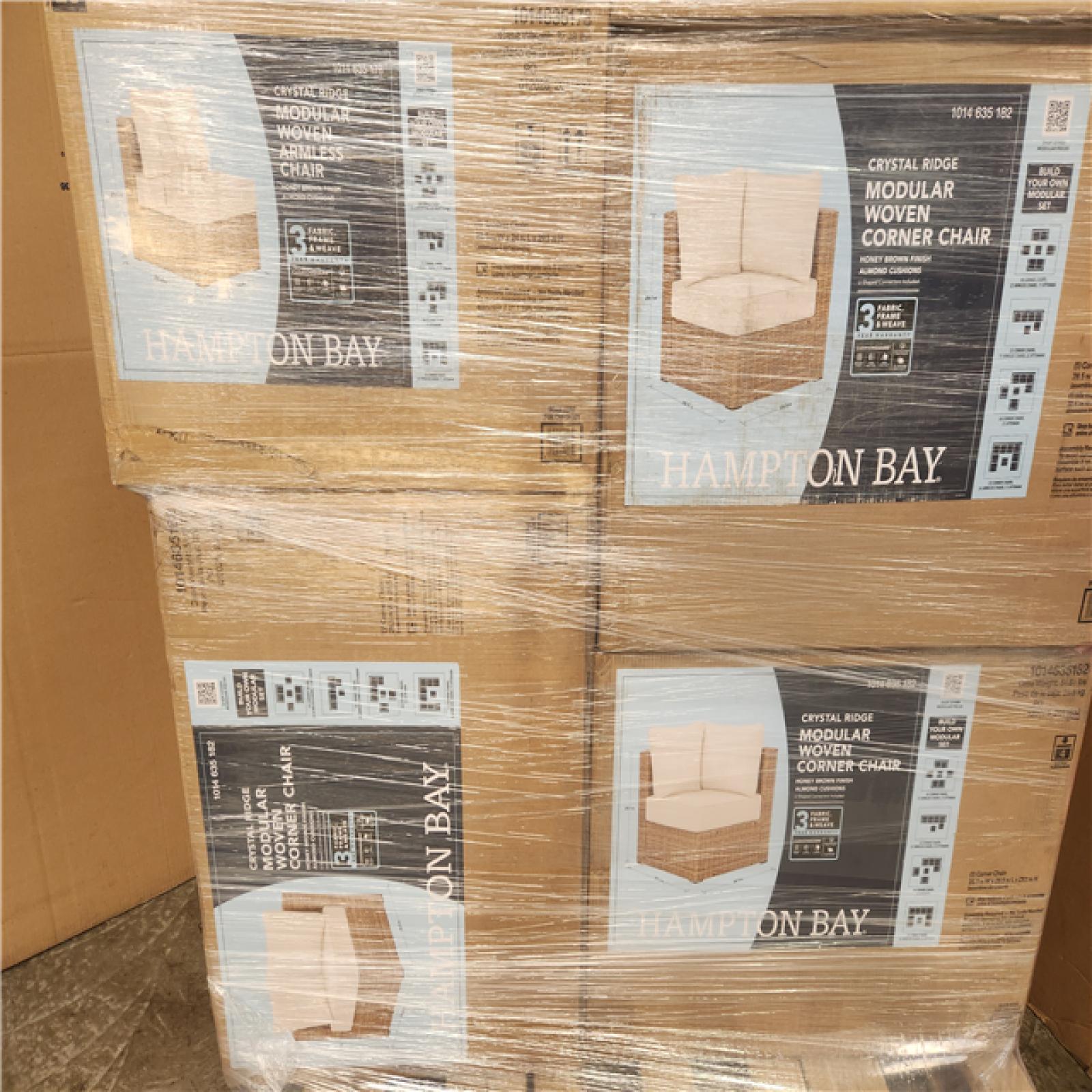 Phoenix NEW Hampton Bay Crystal Ridge Wicker Outdoor Modular Sectional Set With Almond CushionGuard Cushions (5-Piece Set)