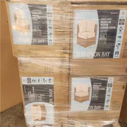 Phoenix NEW Hampton Bay Crystal Ridge Wicker Outdoor Modular Sectional Set With Almond CushionGuard Cushions (5-Piece Set)