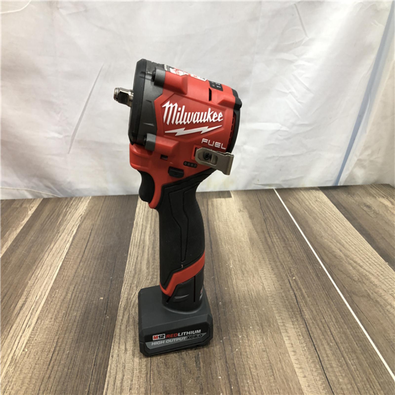 AS-IS Milwaukee FUEL 12V Li-Ion Brushless Cordless Stubby 3/8 in. Impact Wrench Kit