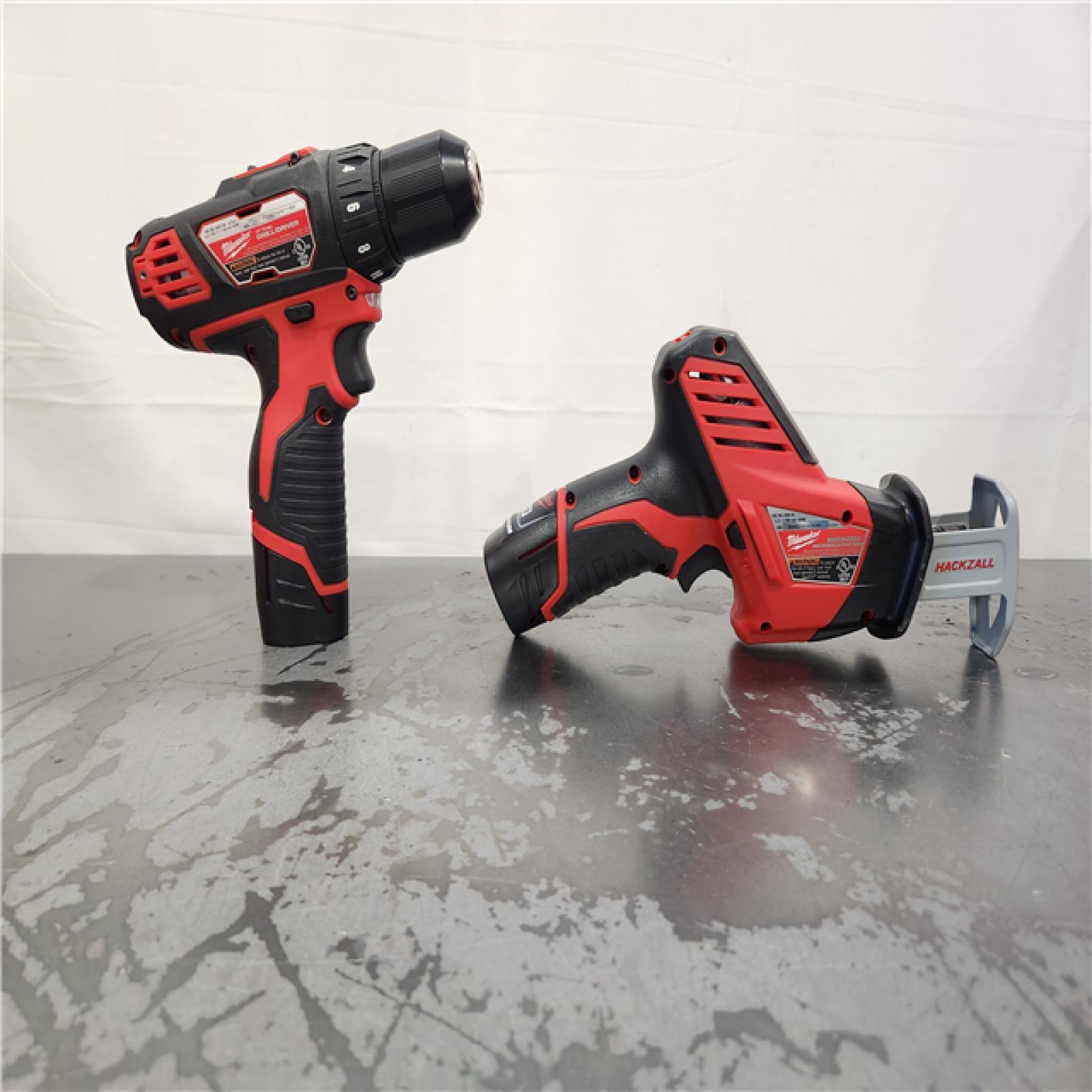 AS-IS- M12 12V Lithium-Ion Cordless Drill/Driver and HACKZALL Combo Kit (2-Tool)