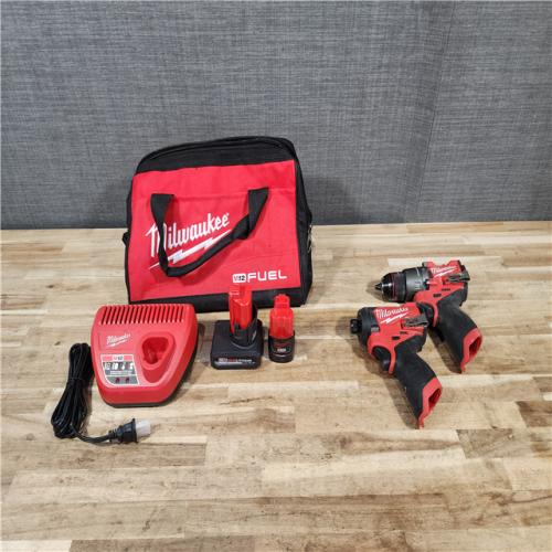 HOUSTON LOCATION - AS-IS Milwaukee  FUEL 12-Volt Lithium-Ion Brushless Cordless Hammer Drill and Impact Driver Combo Kit