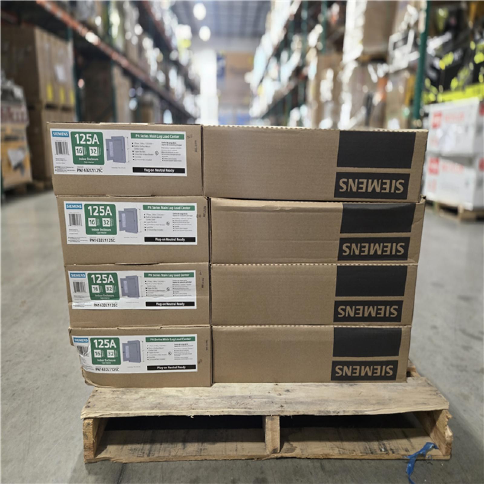 DALLAS LOCATION- Siemens PN Series 125 Amp 16-Space 32-Circuit Main Lug Plug-On Neutral Load Center PALLET (16 UNITS)