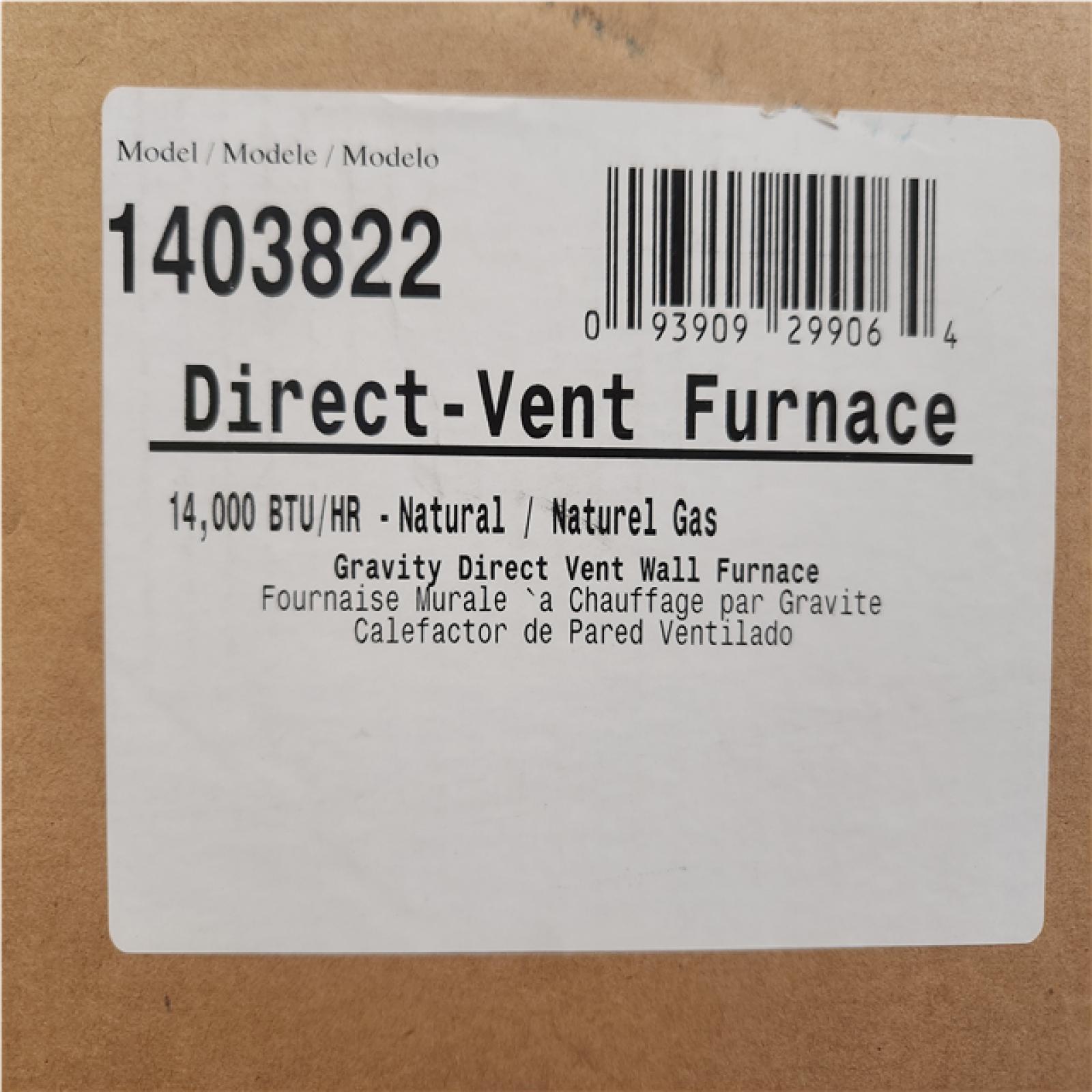 Phoenix NEW Williams Direct-Vent Gravity Wall Heater 14 000 BTUH  65% AFUE  Natural Gas Furnace