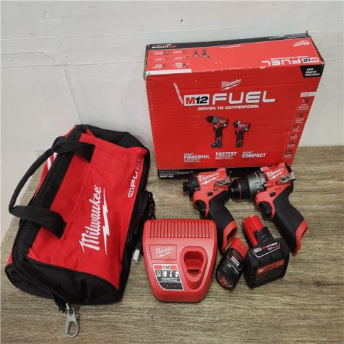 Phoenix Location Appears NEW Milwaukee M12 FUEL 12-Volt Lithium-Ion Brushless Cordless Hammer Drill and Impact Driver Combo Kit w/2 Batteries and Bag (2-Tool)