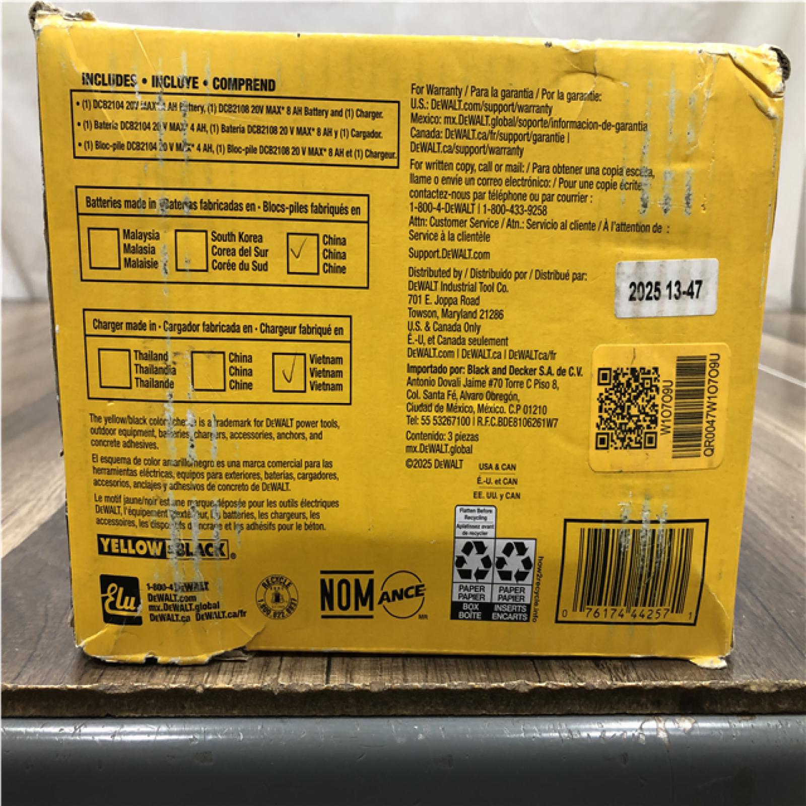 AS-IS DEWALT 20V XR Lithium-Ion Starter Pack with 8.0 Ah and 4.0 Ah Battery Packs and Charger