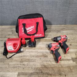 HOUSTON LOCATION - AS-IS Milwaukee FUEL 12-Volt Lithium-Ion Brushless Cordless Hammer Drill and Impact Driver Combo Kit