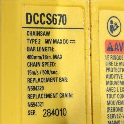 AS-IS DEWALT FLEXVOLT 60V MAX 16in. Brushless Cordless Battery Powered Chainsaw Kit
